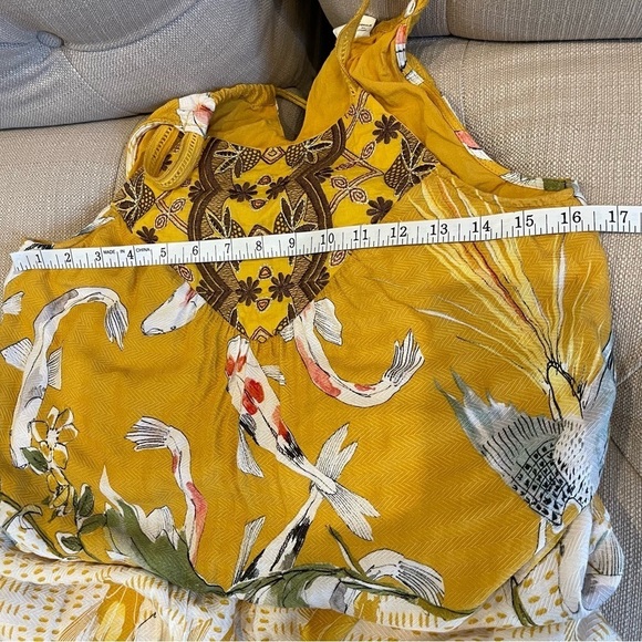Anthropologie One September Maxi Dress Yellow Paradiso Koi Fish Size XS - Picture 11 of 14
